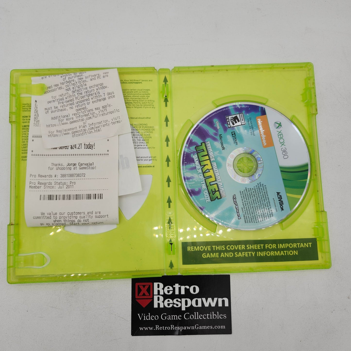 Teenage Mutant Ninja Turtles: Danger of the Ooze - Xbox 360 (Missing Manual)