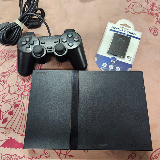 Playstation 2 Slim System with Controller, wires, and memory card