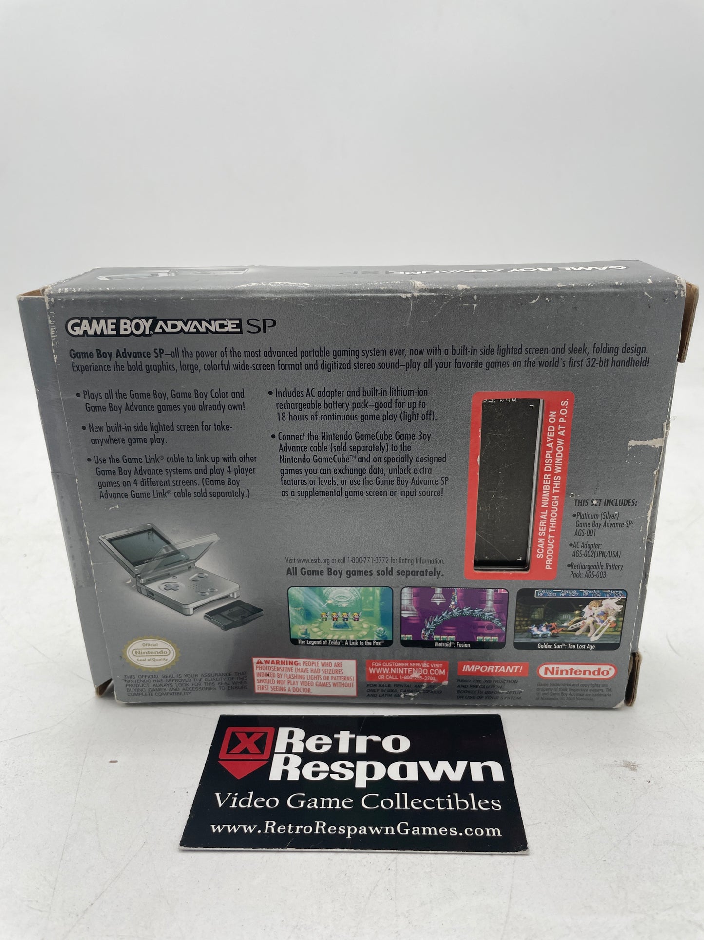 Ugly Platinum Gameboy Advance SP - GameBoy Advance (Complete)