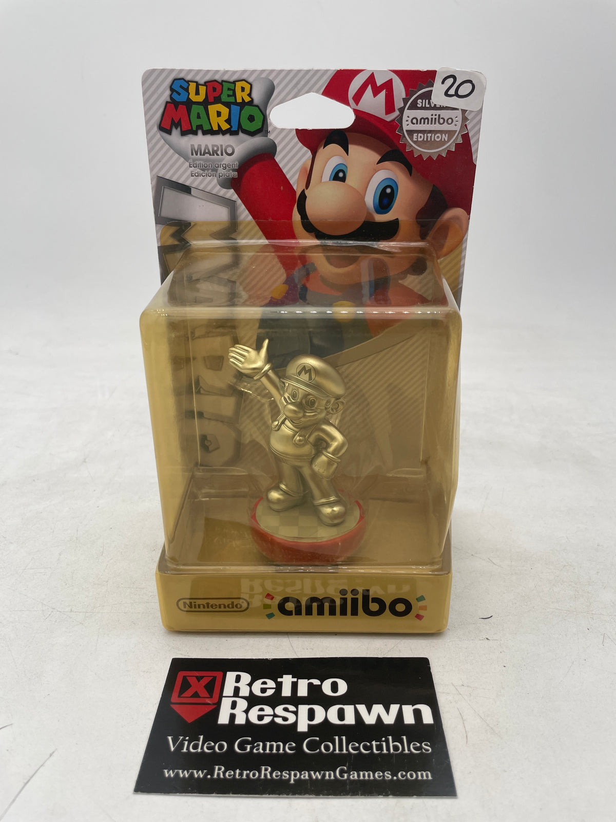 Super Mario Silver Mario [Yellowed] - Amiibo (Sealed)