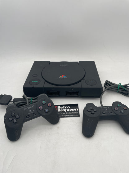 SONY PlayStation PS1 Black DTL-H3000 w/ 2 Controllers - PLAYSTATION (Console, 2 controllers all wires)