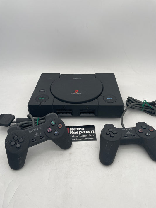 SONY PlayStation PS1 Black DTL-H3000 w/ 2 Controllers - PLAYSTATION (Console, 2 controllers all wires)