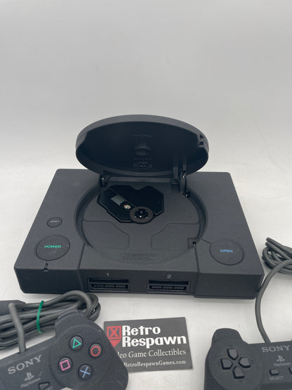SONY PlayStation PS1 Black DTL-H3000 w/ 2 Controllers - PLAYSTATION (Console, 2 controllers all wires)