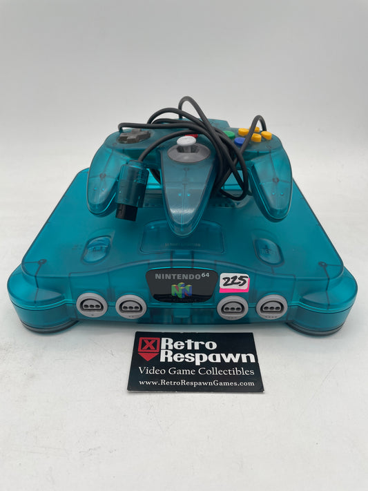 Ice Blue Console- Nintendo 64 (Console, Controller all wires)