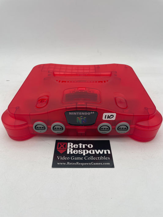 Third Party Re-shell Red Nintendo 64 System - Nintendo 64 (Console, Wires+Non Matching Controller)