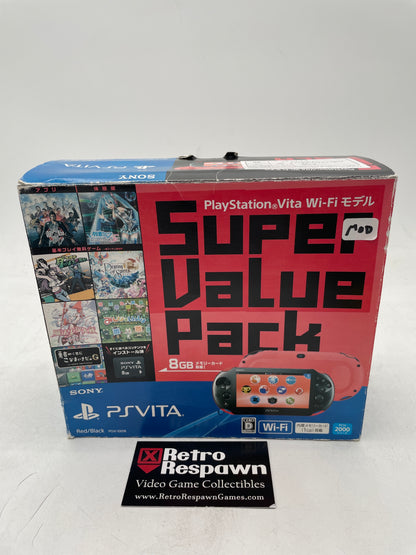 Modded PsVita 2000 Red/Black Super Value Pack - JP PlayStation Vita (Complete)