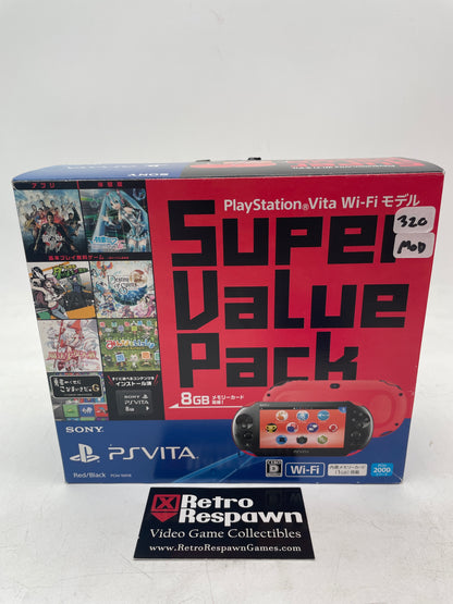 Modded PsVita 2000 Red/Black Super Value Pack - JP PlayStation Vita (Complete)
