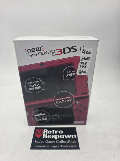 Custom Firmware Top IPS Metallic Red New Nintendo 3DS LL - JP Nintendo 3DS (Complete)