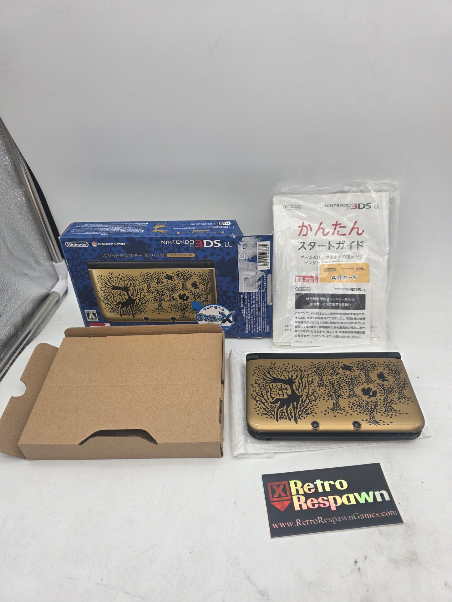 Modded Nintendo 3DS LL Pokemon X Pack Premium Gold Pokemon Center Limited Edition [Region Free] - JP Nintendo 3DS (Complete)