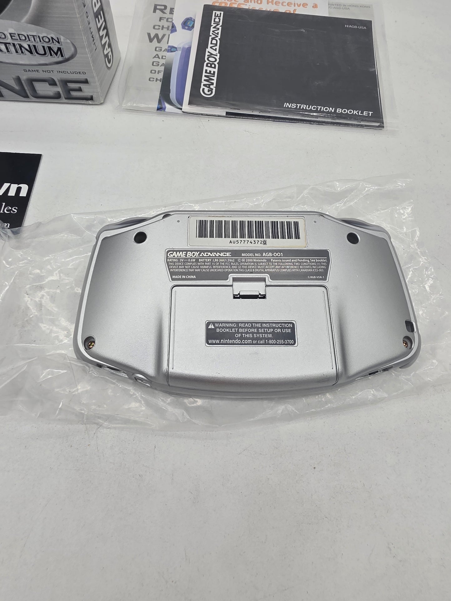 Platinum Gameboy Advance System - GameBoy Advance (Complete)