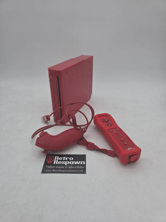 Red Nintendo Wii System - Wii (Console, Controller all Wires)