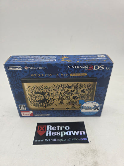 Modded Nintendo 3DS LL Pokemon X Pack Premium Gold Pokemon Center Limited Edition [Region Free] - JP Nintendo 3DS (Complete)