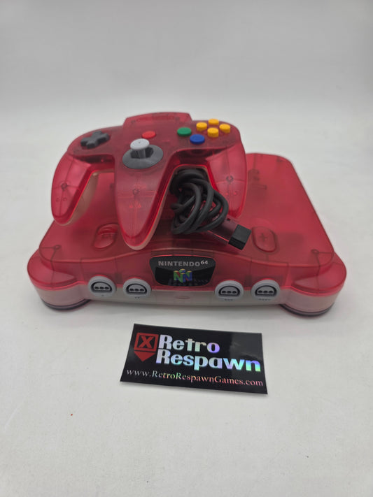 Japanese Region Free Funtastic Watermelon Red Nintendo 64 System - JP Nintendo 64 (Console, Controller + Wires)