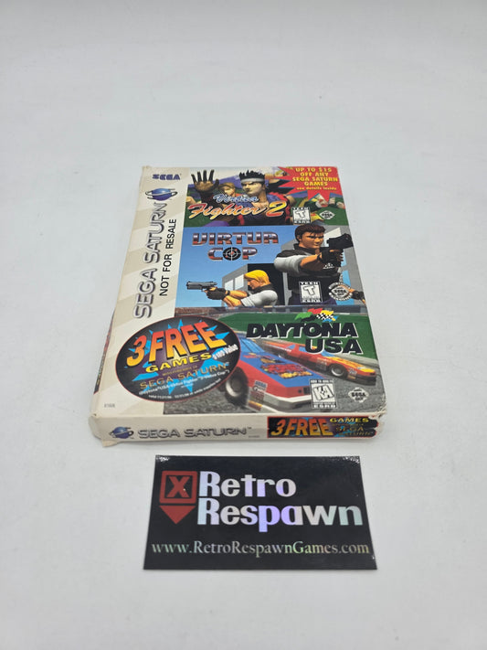 3 Free Game Pack [Virtua Cop, Virtua Fighter 2, Dayton USA] - Sega Saturn (Complete)