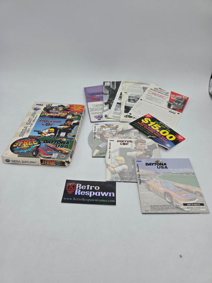 3 Free Game Pack [Virtua Cop, Virtua Fighter 2, Dayton USA] - Sega Saturn (Complete)