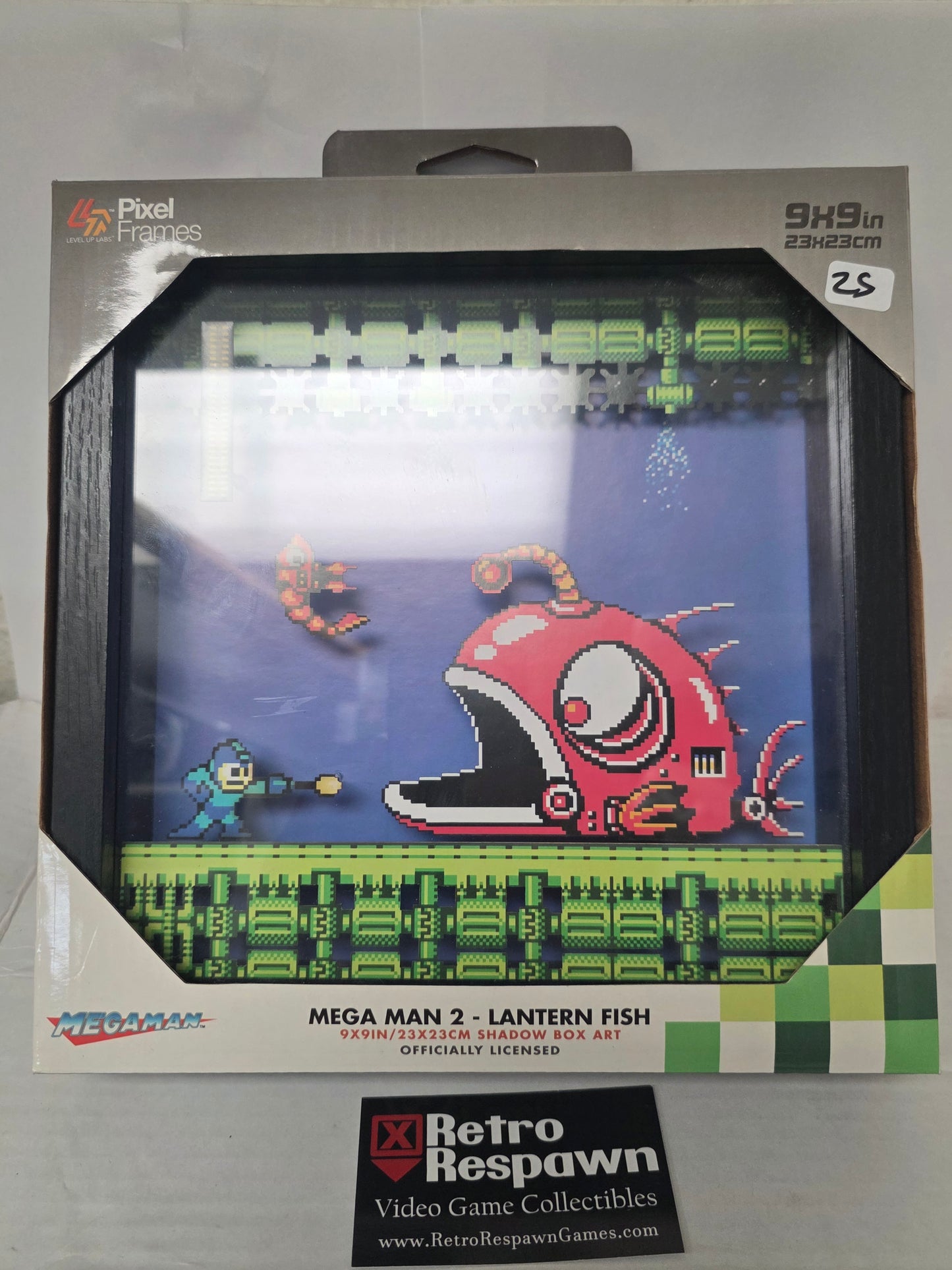 Mega Man 2 - Lantern Fish 9x9inch Shadow Box Art [Pixel Frames] - Video Game Art (Sealed)