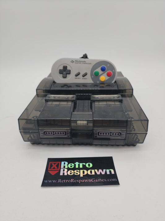 Translucent Black Super Nintendo Console - Super Nintendo (Console, Controller all wires)