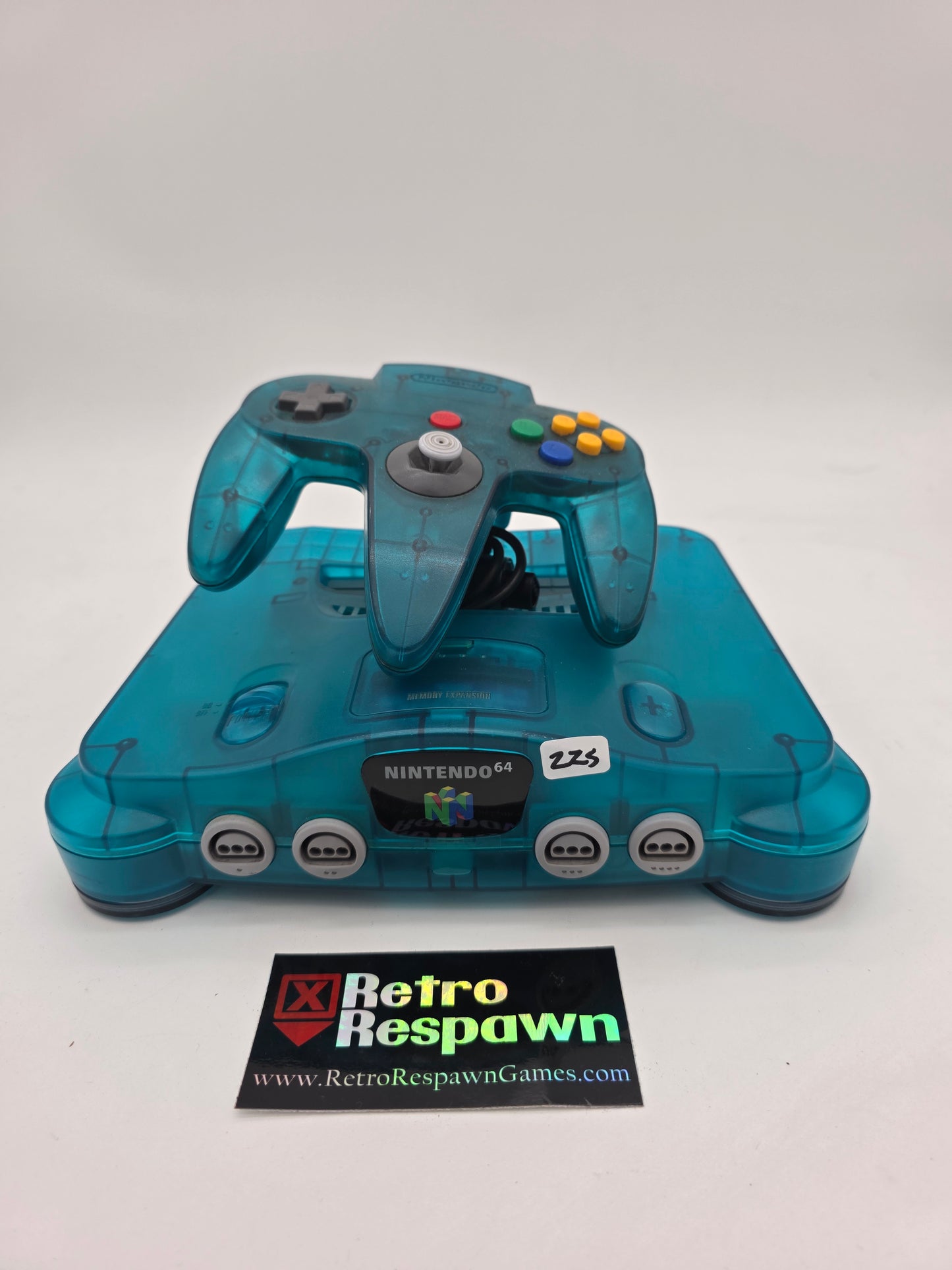 Ice Blue Console- Nintendo 64 (Console, Controller all wires)