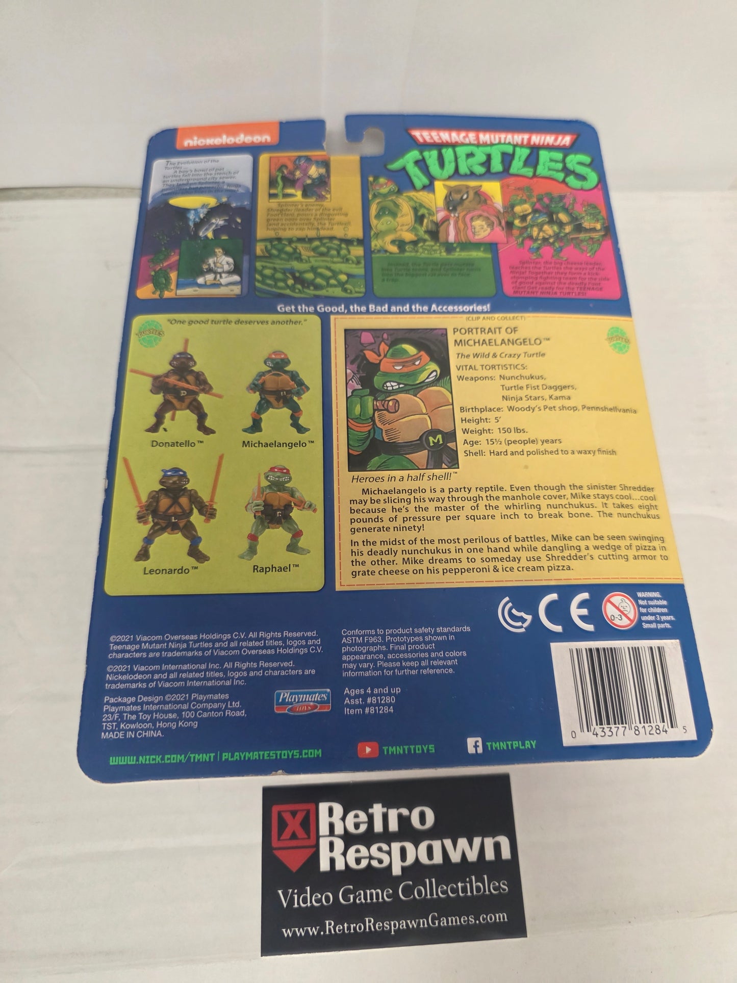 2021 TMNT Classic Michaelangelo Figure Teenage Mutant Ninja Turtles Retro MOC - Figure/Statue (Sealed)