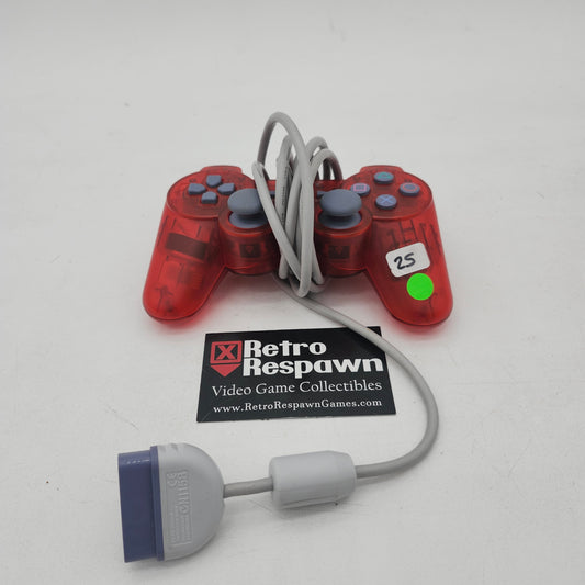 Red (Clear) Playstation 1 Original Controller - Playstation (Controller Only)